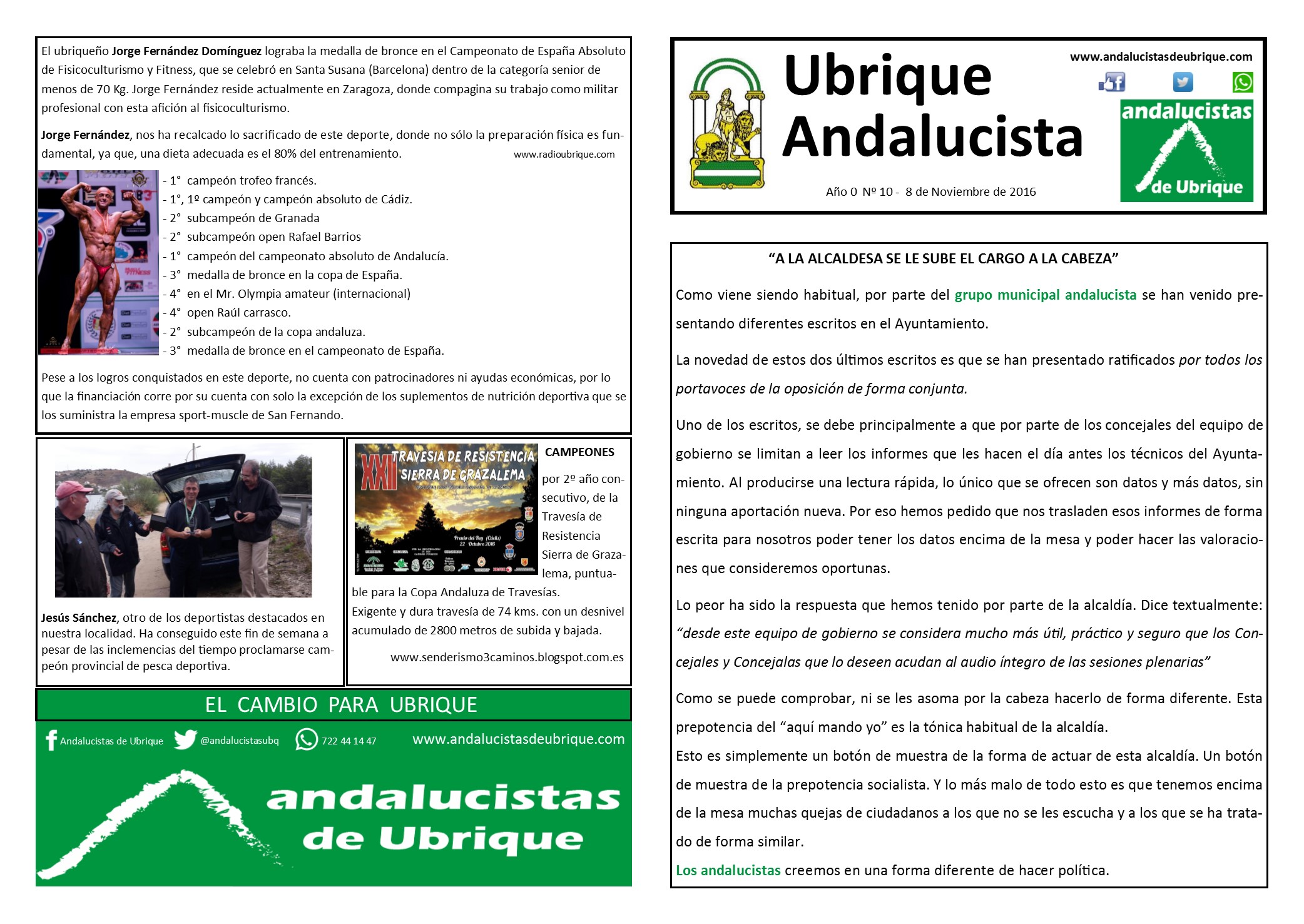Photo of Boletín Ubrique Andalucista nº 10 (08 Nov. 2016)
